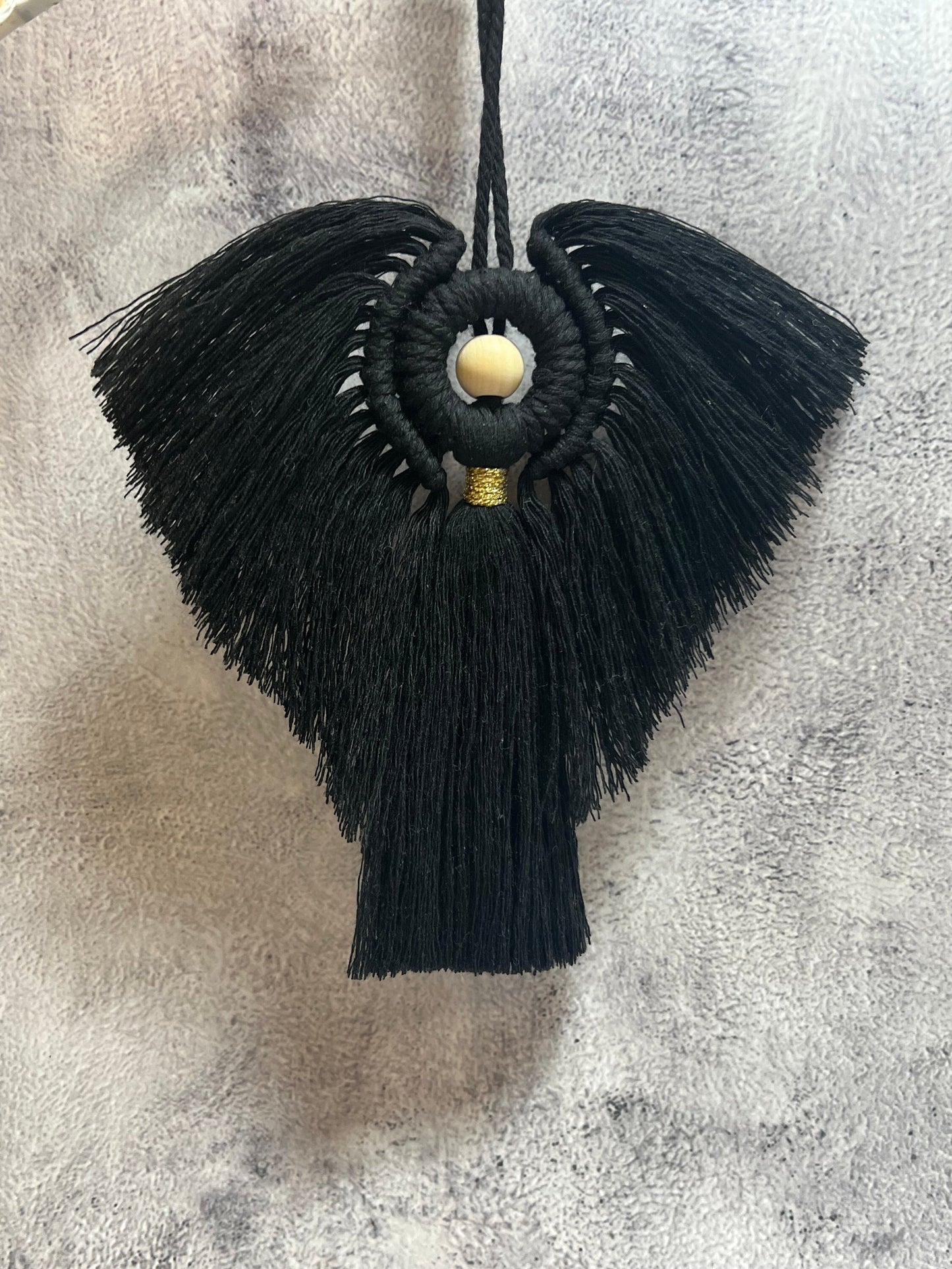 Macrame Angel Ornament, Dark Angel wall hanging, Angel wall hanging, boho wall decor, gothic gift, Christmas gift