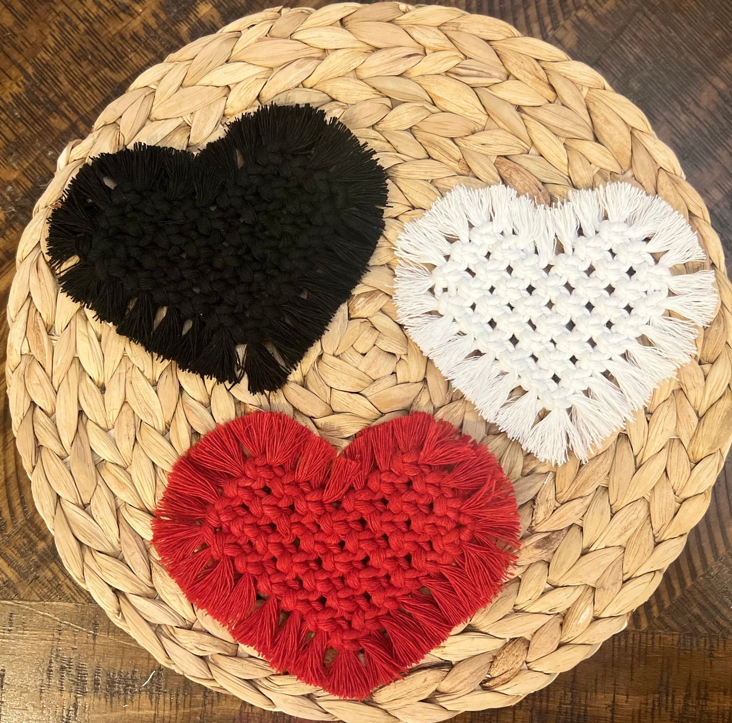 Macrame Heart Coasters | Coquette Aesthetic | Boho | home decor | Valentine’s Day | Mug rug | gift | housewarming | wedding | Party favor