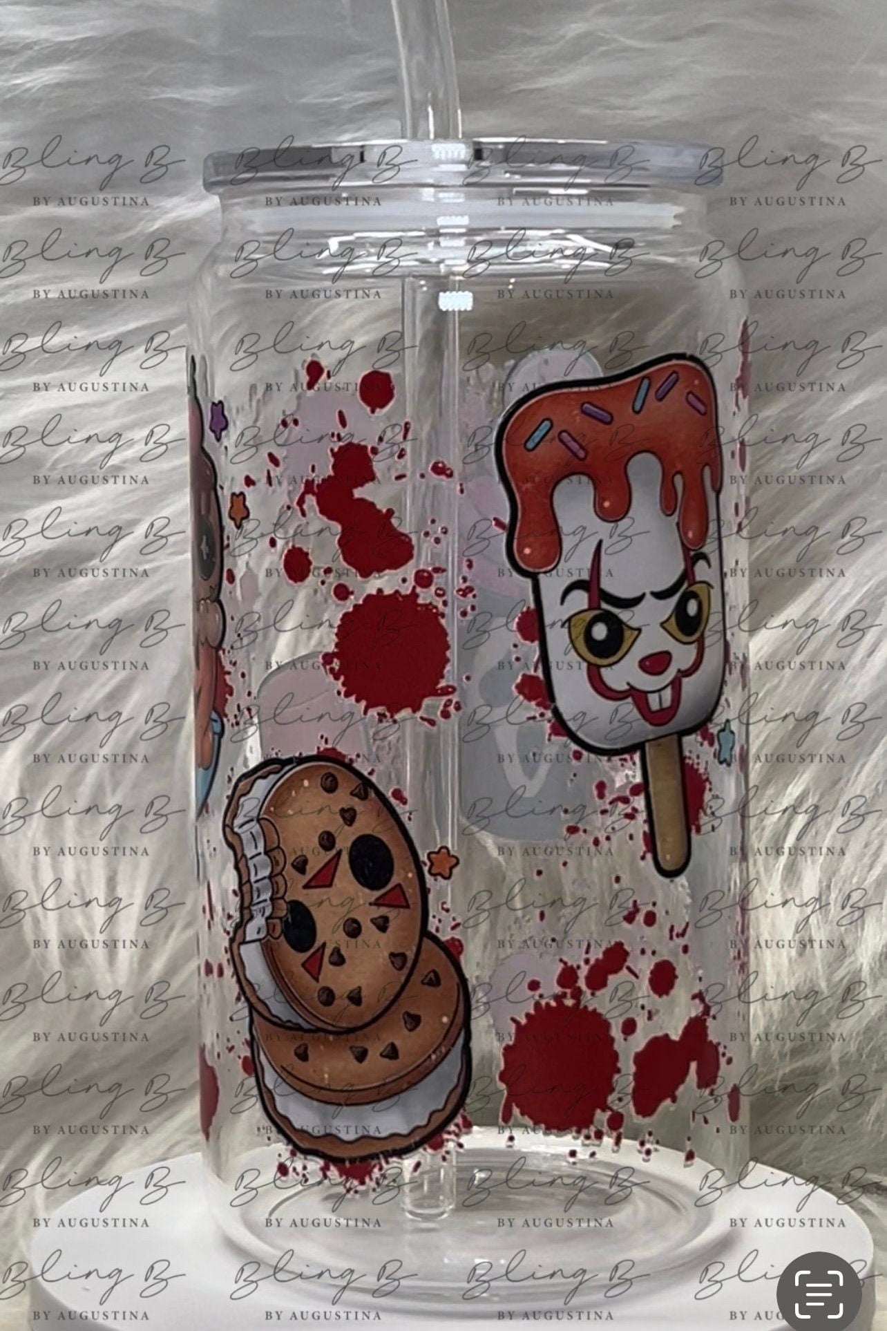 Halloween Horror Pops glass Libby cup, Libby glass tumbler, iced coffee cup, beer can glass cup, 16 oz, smoothie cup