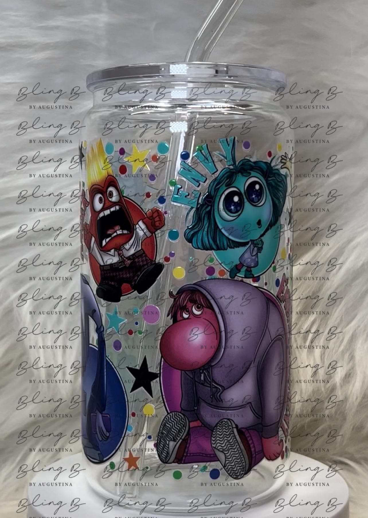 Emotions glass Libby cup, Inside Out Inspired, libby glass tumbler, iced coffee cup, beer can glass cup, 16 oz, smoothie cup,