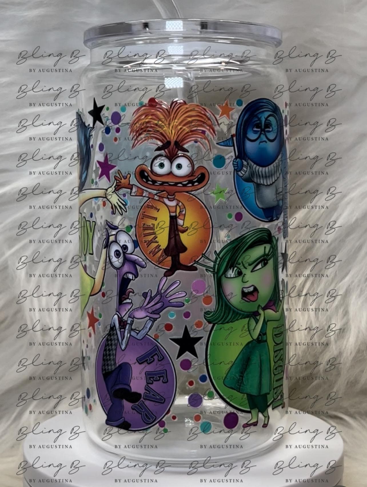 Emotions glass Libby cup, Inside Out Inspired, libby glass tumbler, iced coffee cup, beer can glass cup, 16 oz, smoothie cup,