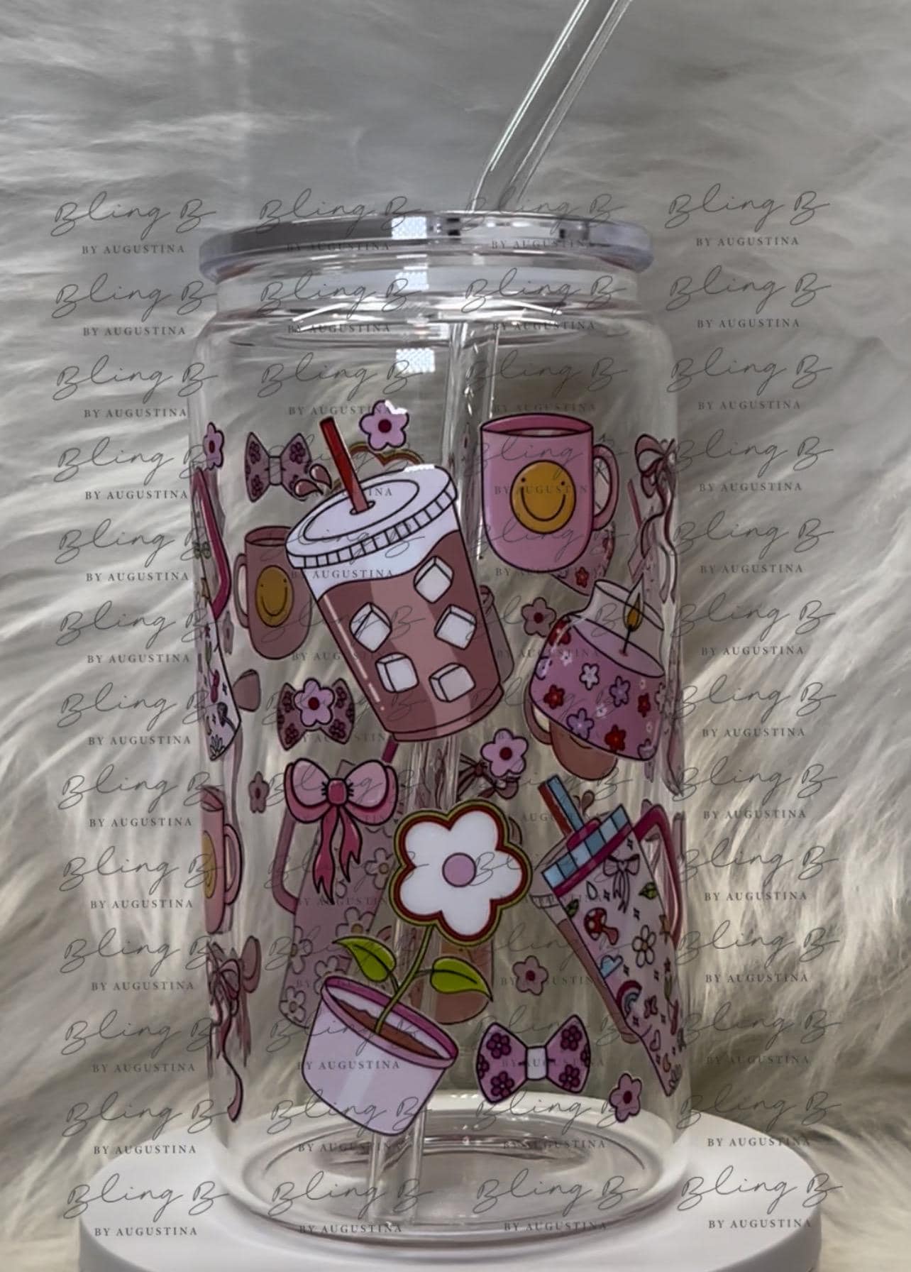 Girly coffee coquette glass Libby cup, Libby glass tumbler, iced coffee cup, beer can glass cup, 16 oz, smoothie cup cold coffee