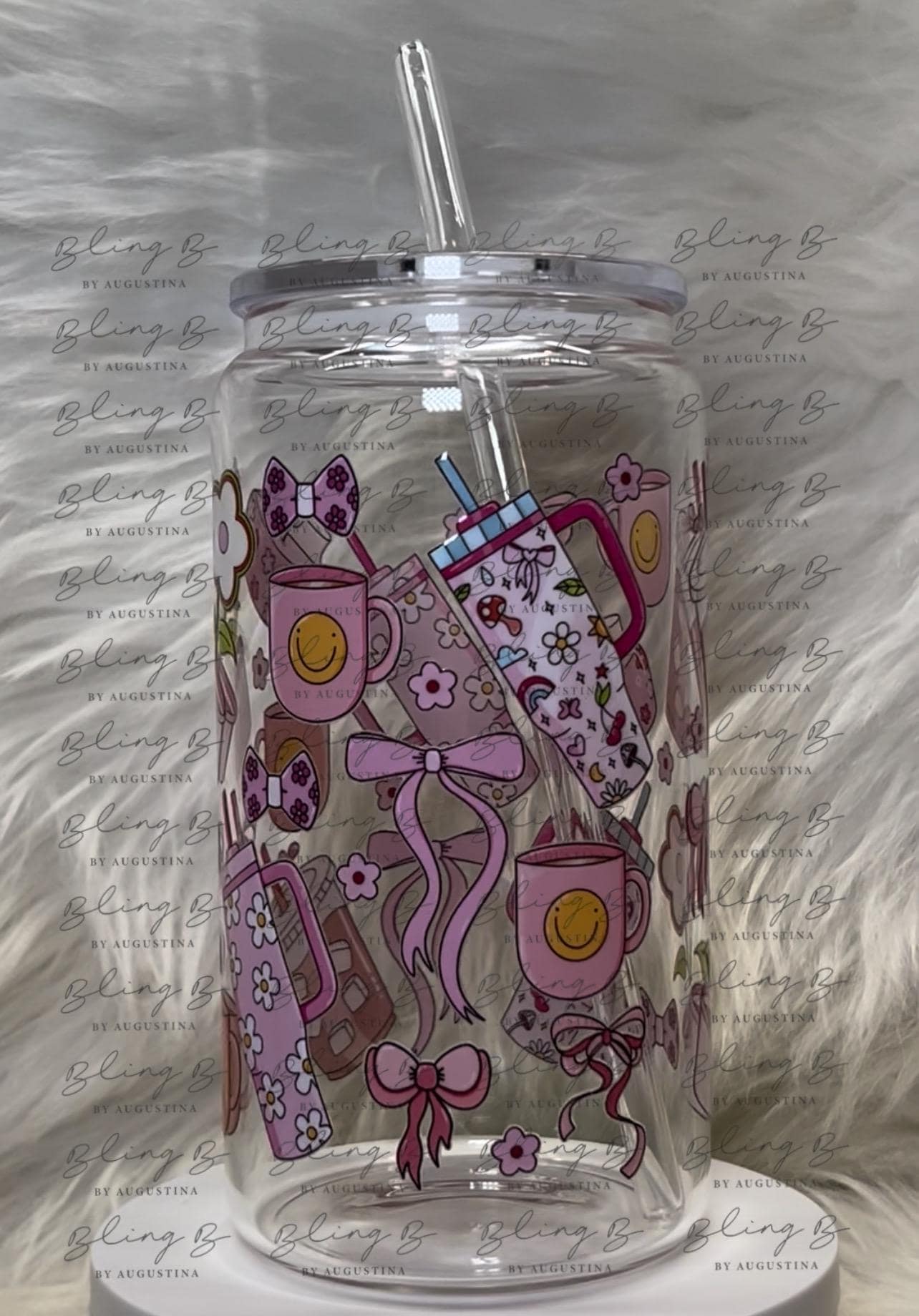 Girly coffee coquette glass Libby cup, Libby glass tumbler, iced coffee cup, beer can glass cup, 16 oz, smoothie cup cold coffee