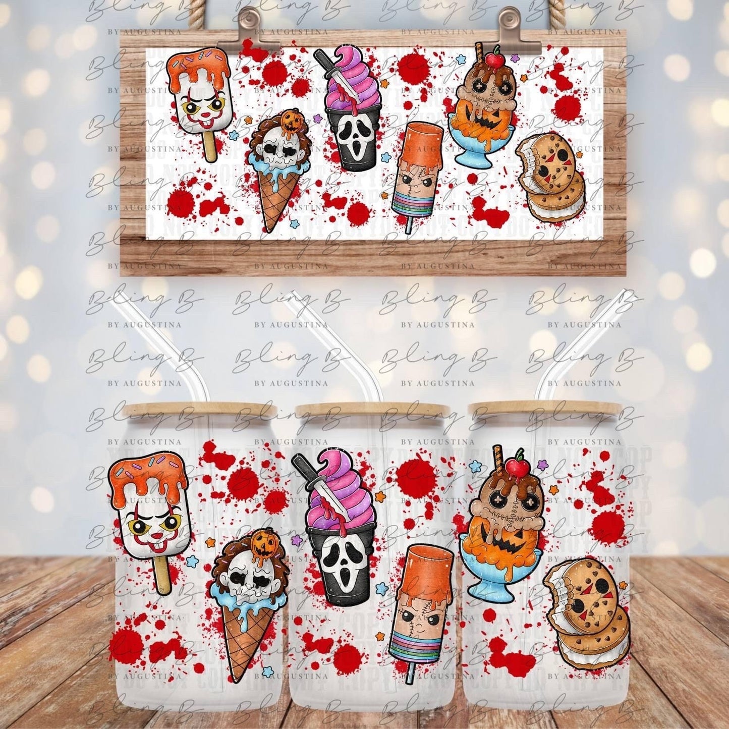 Halloween Horror Pops glass Libby cup, Libby glass tumbler, iced coffee cup, beer can glass cup, 16 oz, smoothie cup