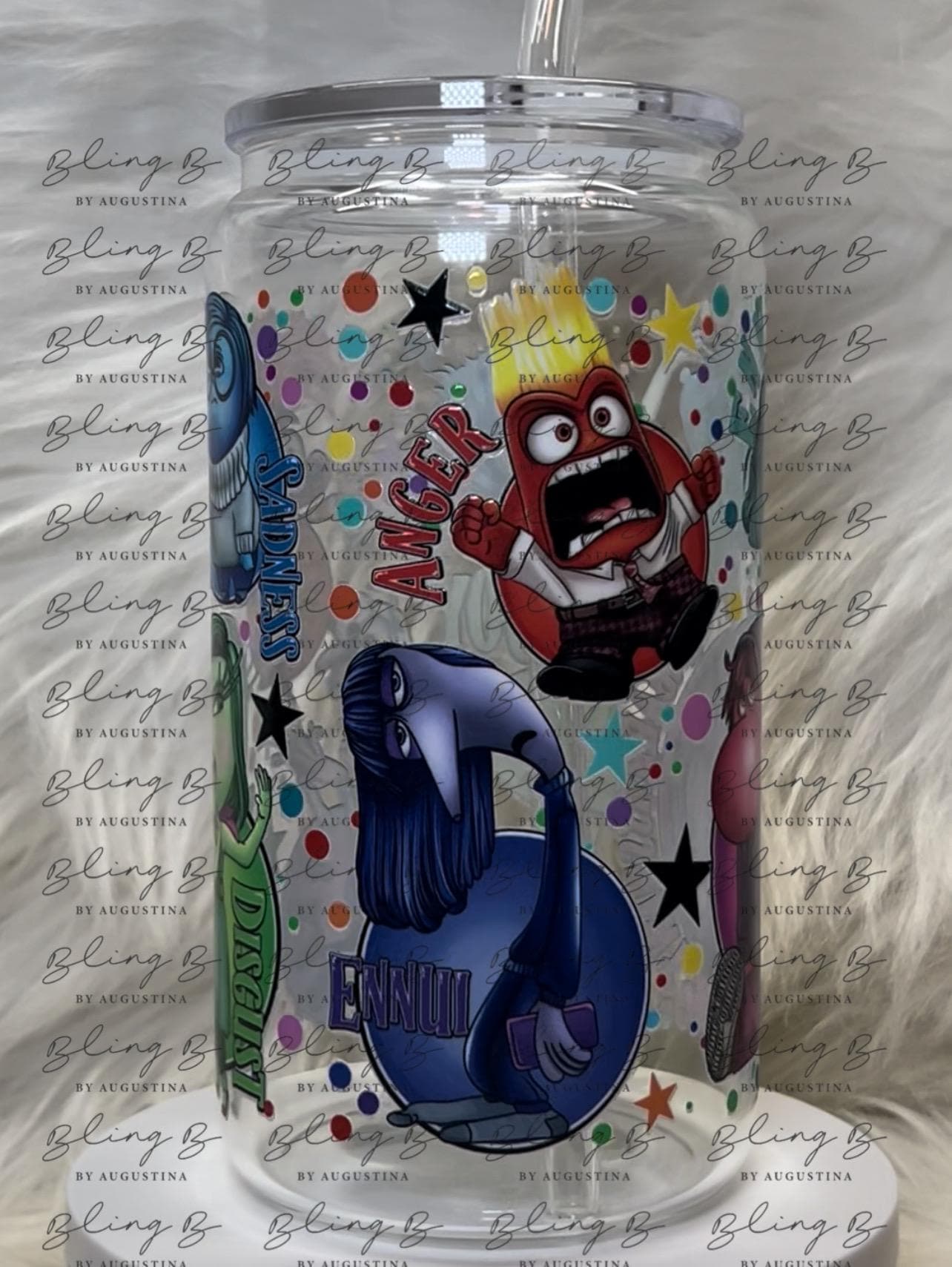 Emotions glass Libby cup, Inside Out Inspired, libby glass tumbler, iced coffee cup, beer can glass cup, 16 oz, smoothie cup,