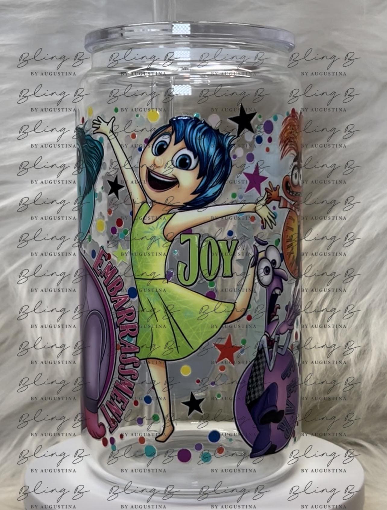 Emotions glass Libby cup, Inside Out Inspired, libby glass tumbler, iced coffee cup, beer can glass cup, 16 oz, smoothie cup,