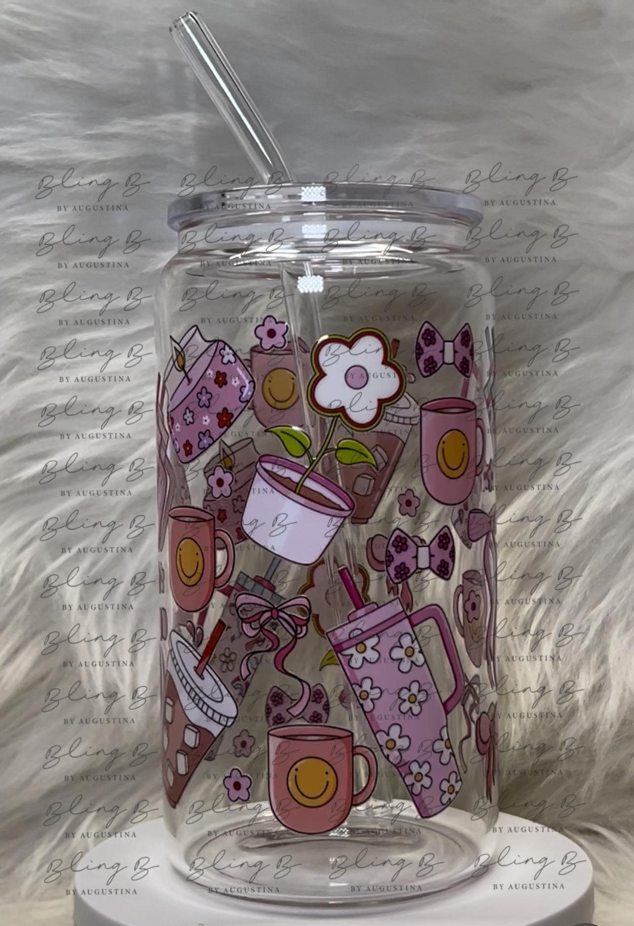 Girly coffee coquette glass Libby cup, Libby glass tumbler, iced coffee cup, beer can glass cup, 16 oz, smoothie cup cold coffee