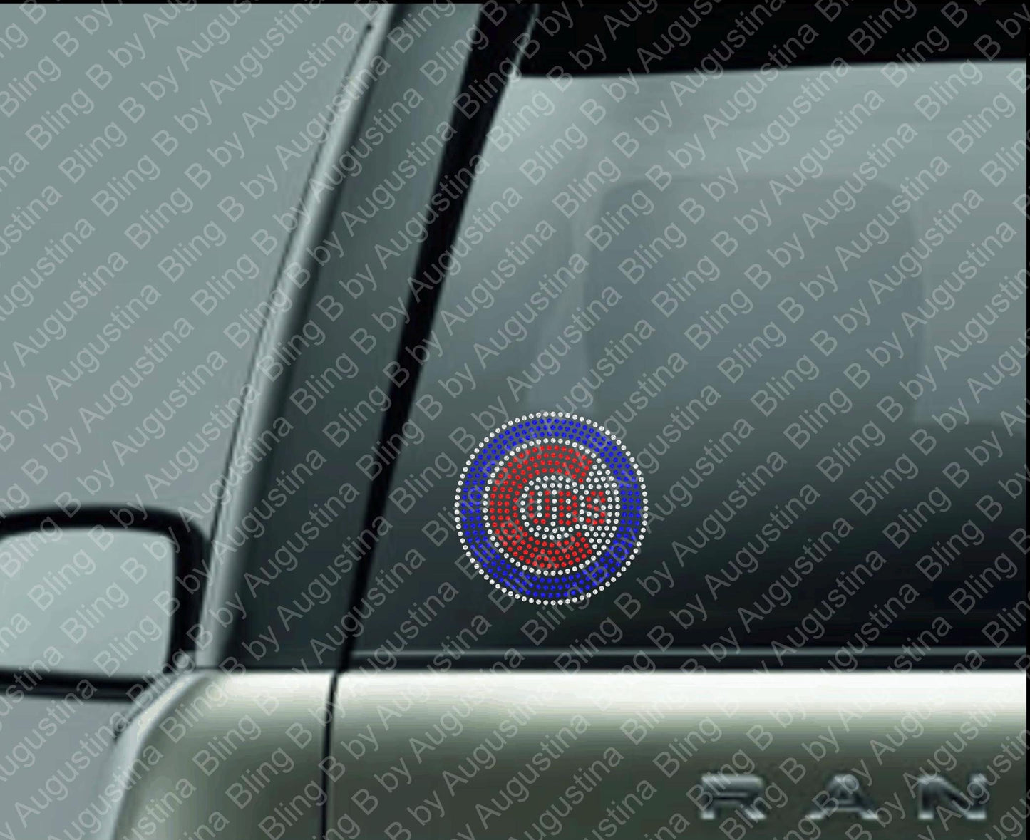 Rhinestone Cubs Car Window Decal/rhinestone sticker/baseball decal/baseball/sport/sticker/chicago