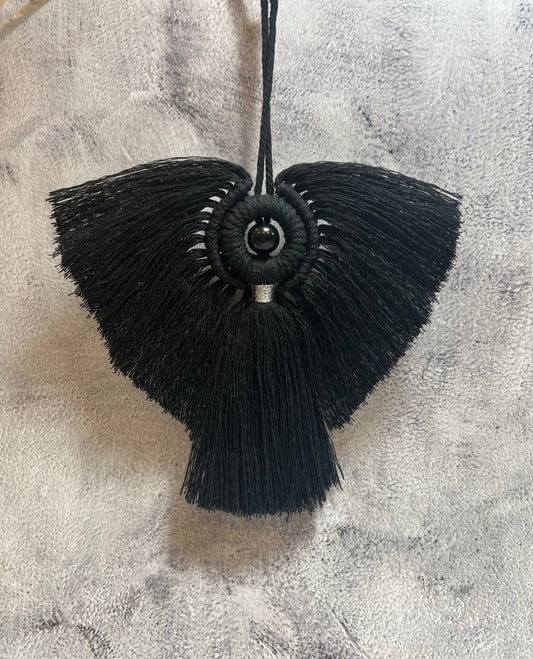 Macrame Angel Ornament, Dark Angel wall hanging, Angel wall hanging, boho wall decor, gothic gift, Christmas gift