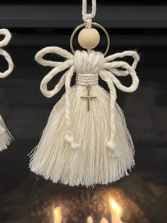 Macrame Angel ornament | car mirror accessories | wall hanging | boho | religious | memorial | holiday decor | home decor | Christian