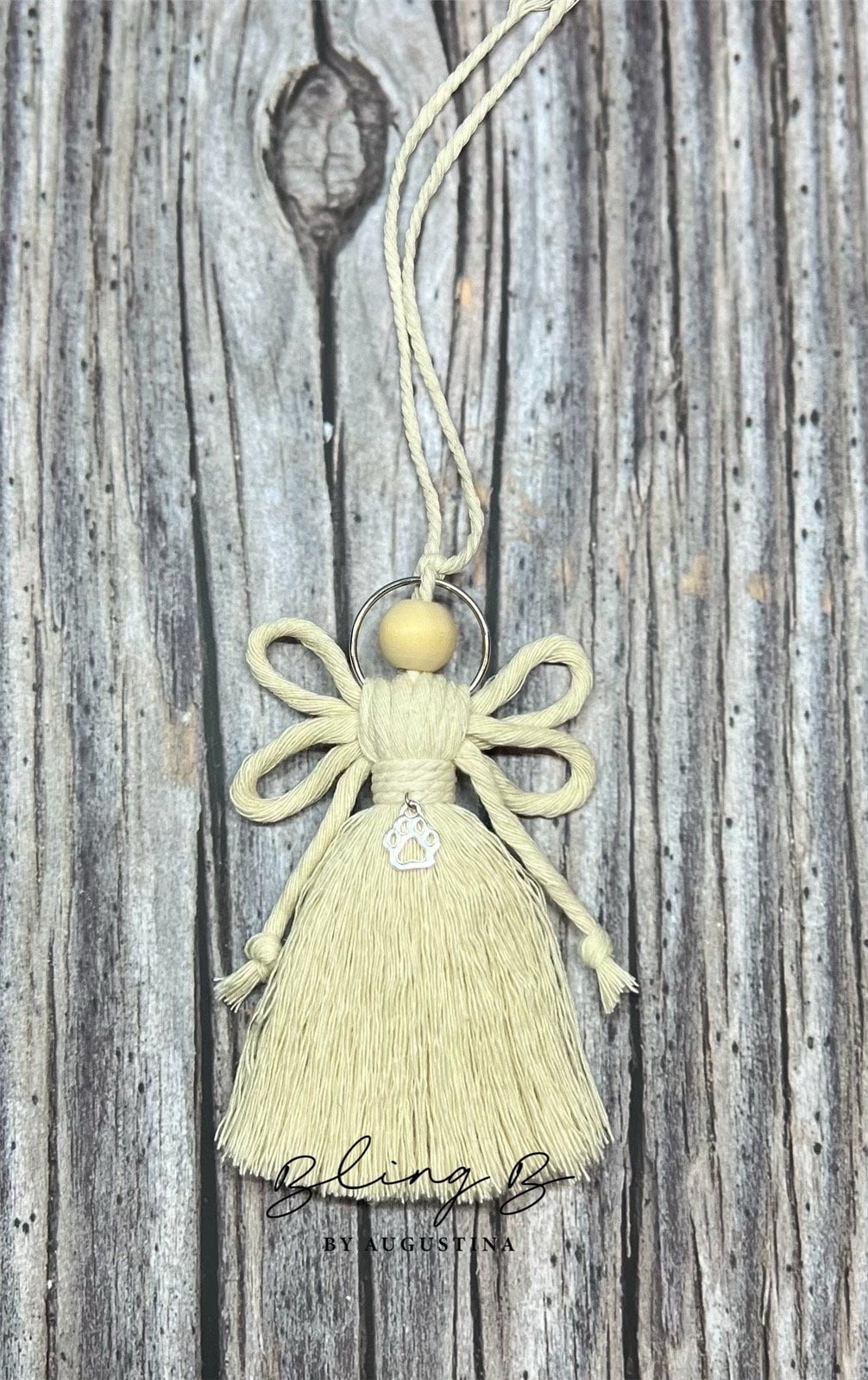 Macrame Angel ornament with Paw Charm | pet loss | rainbow bridge | pet memorial | dog | cat | sympathy gift | boho | religious