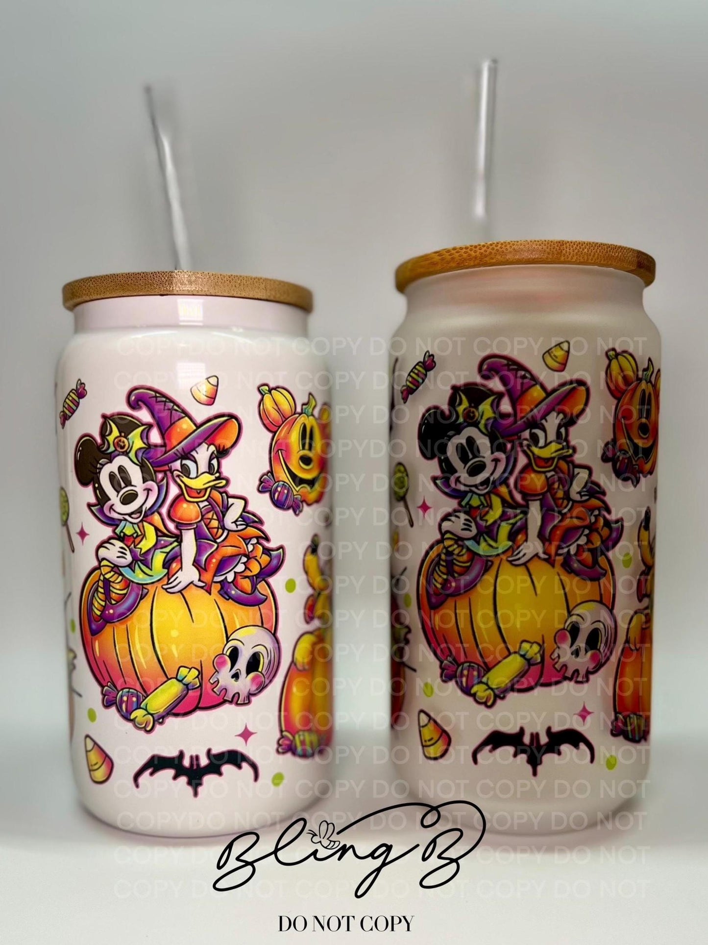 Halloween Mouse Friends glass Libby cup, iced coffee cup, beer can glass cup, 16 oz, smoothie cup