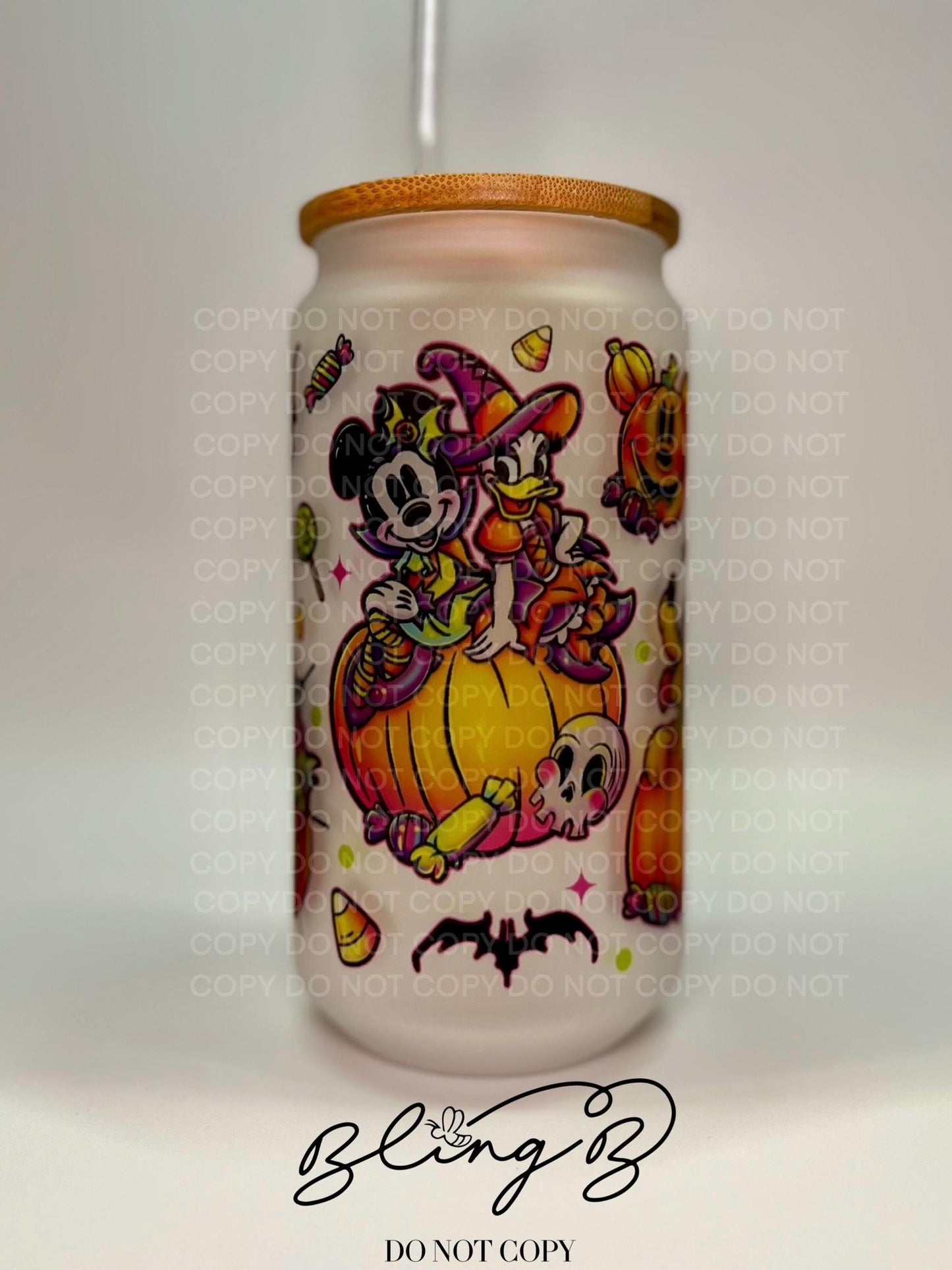 Halloween Mouse Friends glass Libby cup, iced coffee cup, beer can glass cup, 16 oz, smoothie cup