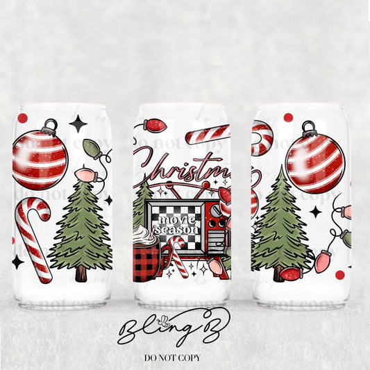 Christmas movie holiday Libby cup, tumbler, iced coffee cup, beer can glass cup, 16 oz, smoothie cup