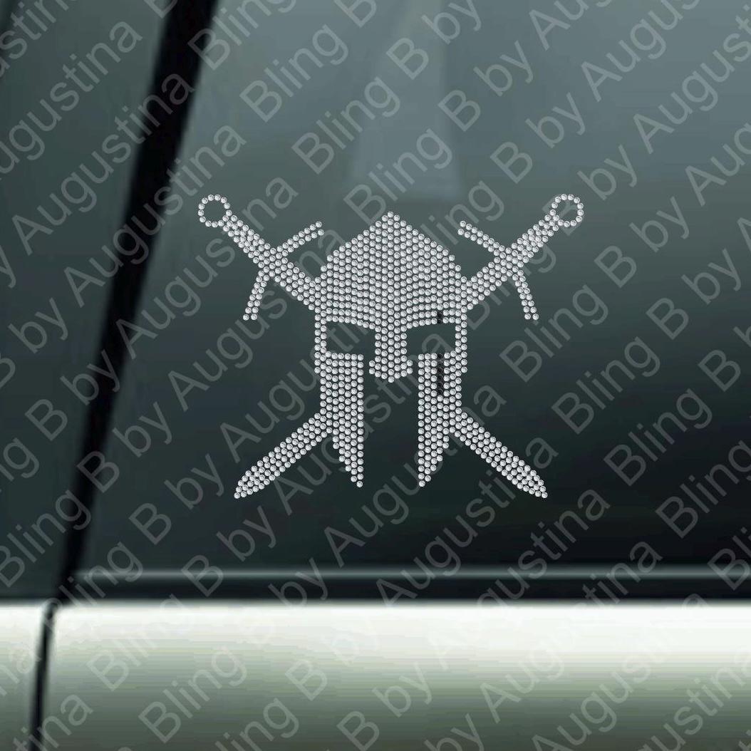 Rhinestone Spartan Car Window Decal/rhinestone sticker/mascot/baseball/football/sport/sticker