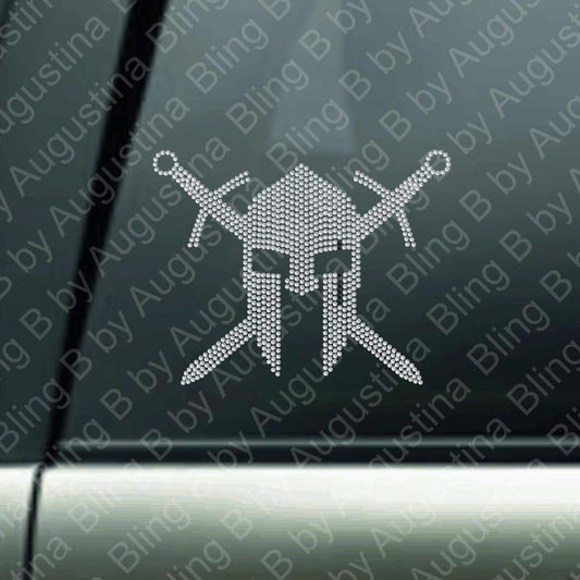 Rhinestone Spartan Car Window Decal/rhinestone sticker/mascot/baseball/football/sport/sticker