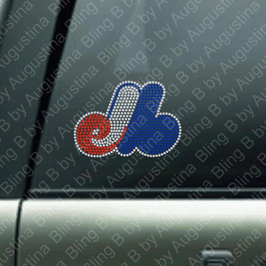 Rhinestone Montreal Expos inspired Car Window Decal/rhinestone sticker/baseball decal/baseball/sport/sticker/canadian