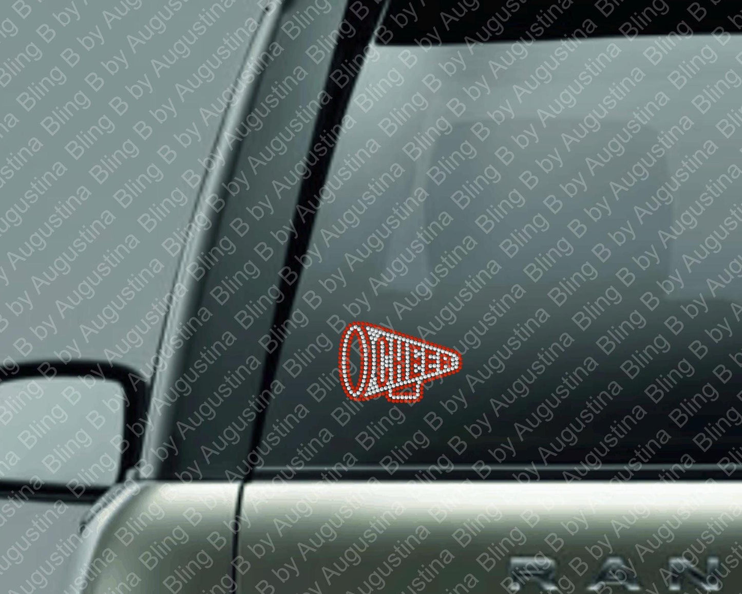 Cheer megaphone Rhinestone decal/Car window decal/rhinestone sticker/decal/sticker/cheer/sport