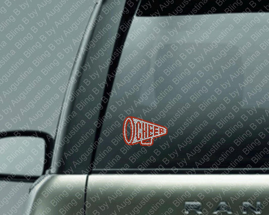 Cheer megaphone Rhinestone decal/Car window decal/rhinestone sticker/decal/sticker/cheer/sport