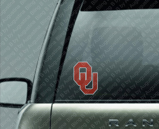 Rhinestone OU Car Window Decal/rhinestone sticker/baseball/football/sport/sticker/Oklahoma/Sooners