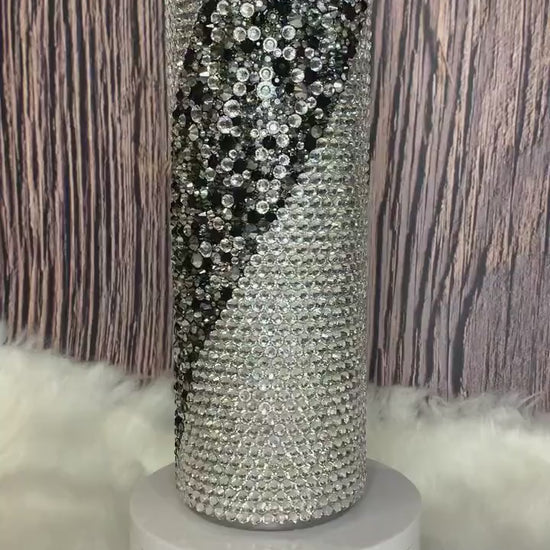 Crystal and Black Stripped Rhinestone 20oz Tumbler