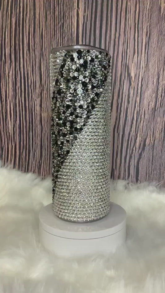 Crystal and Black Stripped Rhinestone 20oz Tumbler