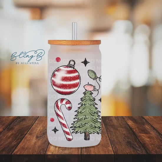Christmas movie holiday Libby cup, tumbler, iced coffee cup, beer can glass cup, 16 oz, smoothie cup