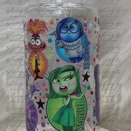 Emotions glass Libby cup, Inside Out Inspired, libby glass tumbler, iced coffee cup, beer can glass cup, 16 oz, smoothie cup,